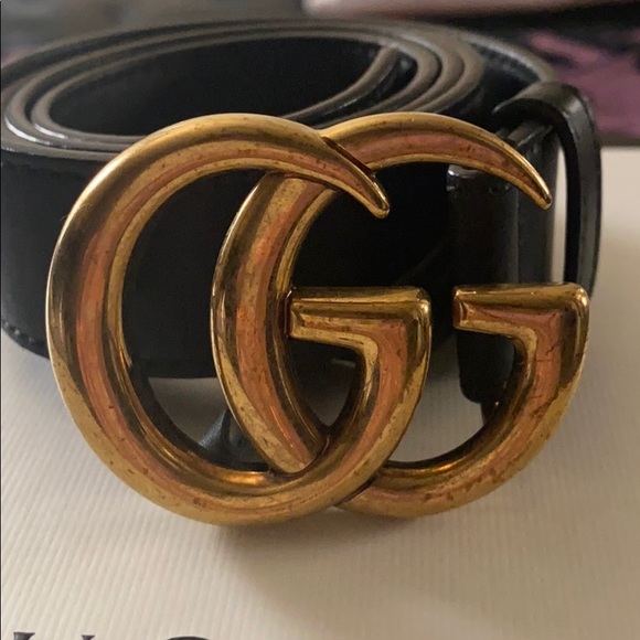 Gucci black leather double G buckle 1” - Picture 2 of 8
